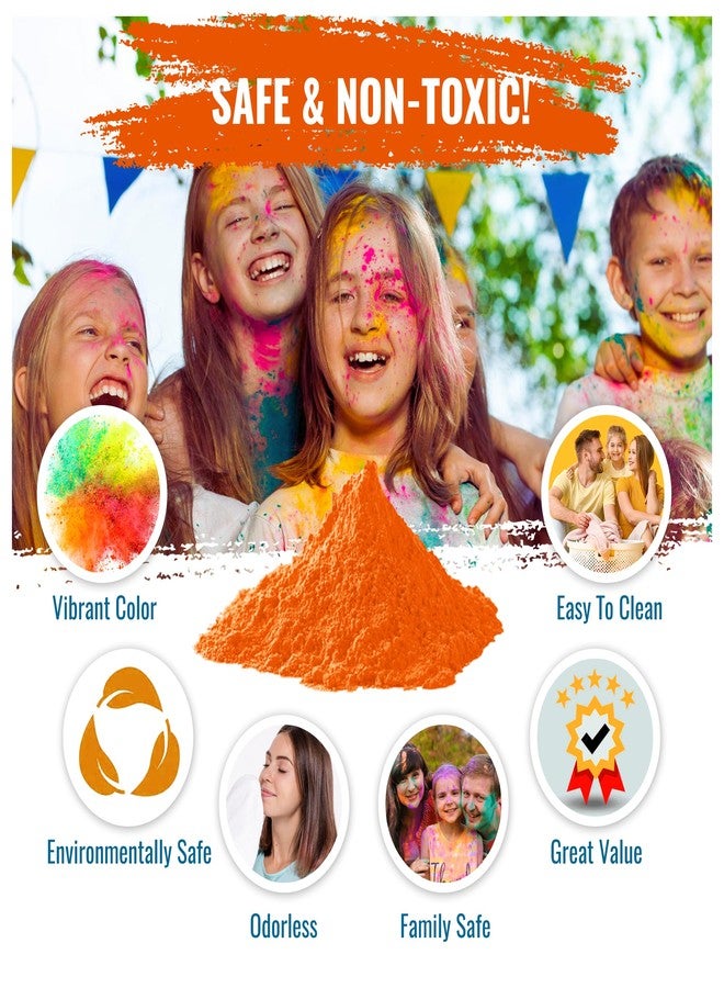 Color Blaze مسحوق كولور بليز الملون لعيد هولي - 5 أرطال من مسحوق اللون البرتقالي - مناسب لسباقات المرح، ورش الألوان، ورسم الرانجولي، وحرب المساحيق، وحفلات الفناء الخلفي، والمهرجانات - عبوة من كيس ملون واحد - 5 أرطال سائبة - برتقالي - Image 3